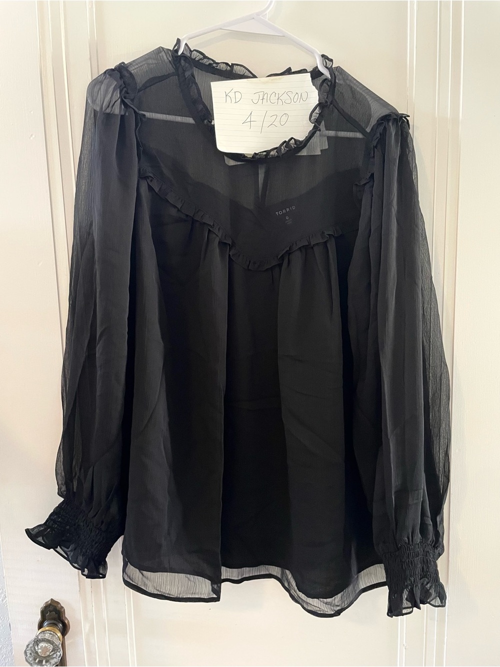 torrid Black Sheer Ruffle Blouse